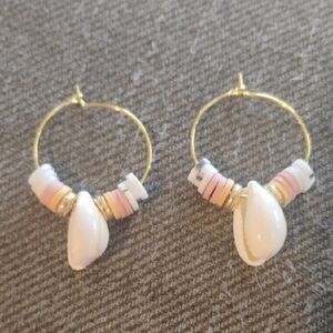 Gold and Pink Geometric Earrings